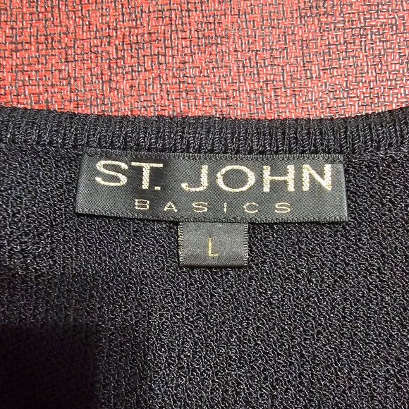 St. John Black Santana Knit Tank Top L Scoop Neck Quiet Luxury Old Money NWT - Picture 4 of 7